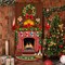 Merry Christmas Door Cover Christmas Fireplace Door Cover, 6.5 x 3 Feet(Red, White, and Gold)